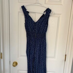 Navy Blue Floral Jumpsuit